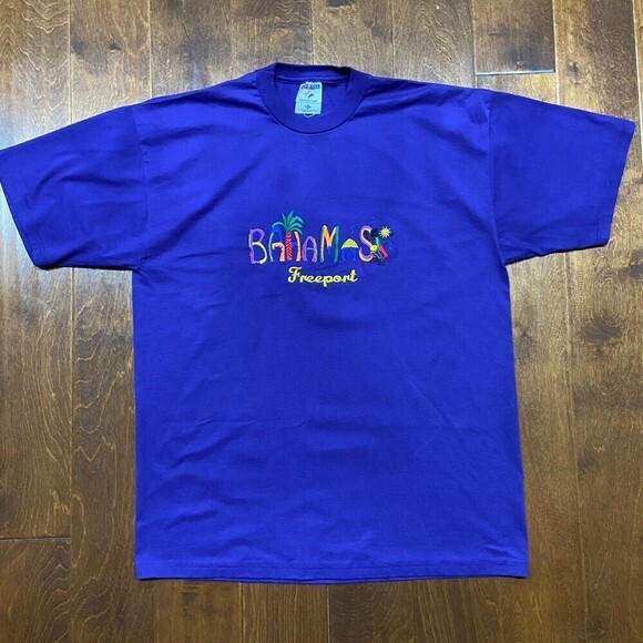 Jerzees Purple Vintage Bahamas Freeport Cotton Blend T-Shirt Men's Size XL - Picture 3 of 7